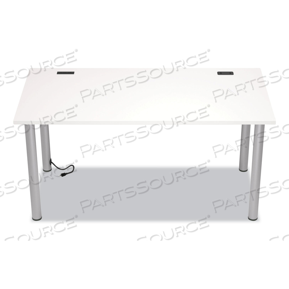 ESSENTIALS WRITING TABLE-DESK WITH INTEGRATED POWER MANAGEMENT, 59.7" X 29.3" X 28.8", WHITE/ALUMINUM by Union & Scale