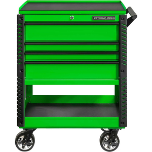 33"W X 22-7/8"D 4 DRAWER GREEN DELUXE TOOL CART W/BUMPERS BLACK PULLS by Extreme Tools Inc. 33"W X 22-7/8"D 4 DRAWER GREEN DELUXE TOOL CART W/BUMPERS BLACK PULLS by Extreme Tools Inc.