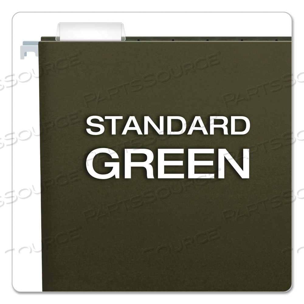 EARTHWISE BY PENDAFLEX 100% RECYCLED COLORED HANGING FILE FOLDERS, LETTER SIZE, 1/5-CUT TABS, GREEN by Esselte Pendaflex Corp.