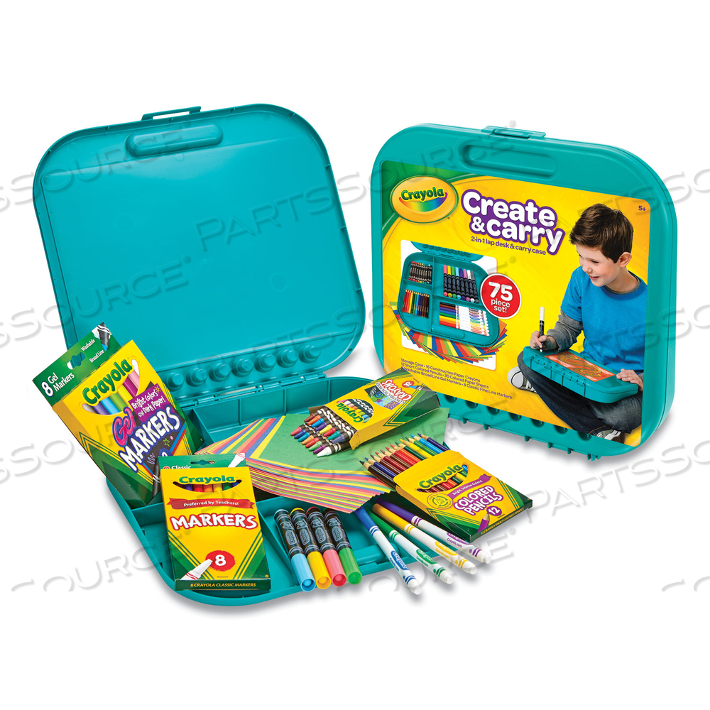 CREATE N' CARRY CASE, COMBO ART STORAGE CASE AND LAP DESK, 75 PIECES by Crayola