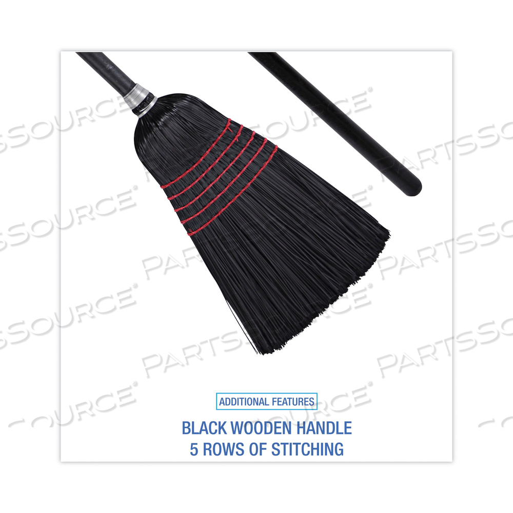 FLAGGED TIP POLY BRISTLE JANITOR BROOMS, 10 X 58.5, WOOD HANDLE, NATURAL/BLACK by Boardwalk FLAGGED TIP POLY BRISTLE JANITOR BROOMS, 10 X 58.5, WOOD HANDLE, NATURAL/BLACK by Boardwalk