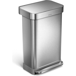 RECTANGULAR STEP CAN - 12 GALLON BRUSHED STAINLESS STEEL by Simplehuman RECTANGULAR STEP CAN - 12 GALLON BRUSHED STAINLESS STEEL by Simplehuman
