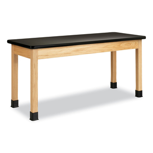 CLASSROOM SCIENCE TABLE, 60W X 24D X 30H, BLACK HIGH PRESSURE LAMINATE (HPL) TOP, CLEAR NORTHWOODS OAK BASE by Diversified Woodcrafts