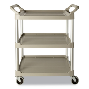 THREE-SHELF SERVICE CART, PLASTIC, 3 SHELVES, 200 LB CAPACITY, 18.63" X 33.63" X 37.75", OFF-WHITE by Rubbermaid Medical Division