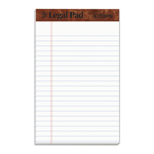 "THE LEGAL PAD" RULED PERFORATED PADS, NARROW RULE, 50 WHITE 5 X 8 SHEETS by Tops "THE LEGAL PAD" RULED PERFORATED PADS, NARROW RULE, 50 WHITE 5 X 8 SHEETS by Tops