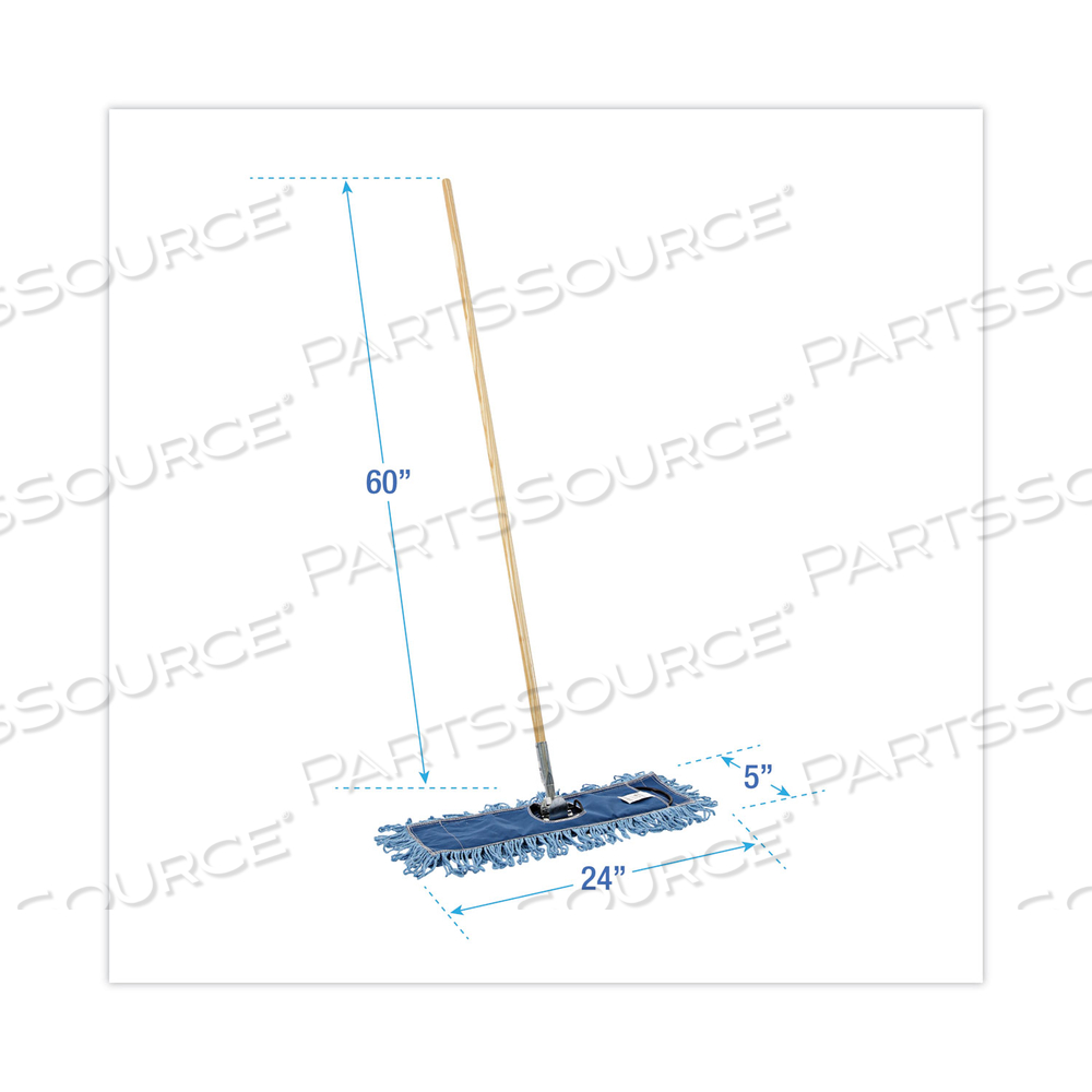 DRY MOPPING KIT, 24 X 5 BLUE SYNTHETIC HEAD, 60" NATURAL WOOD/METAL HANDLE by Boardwalk