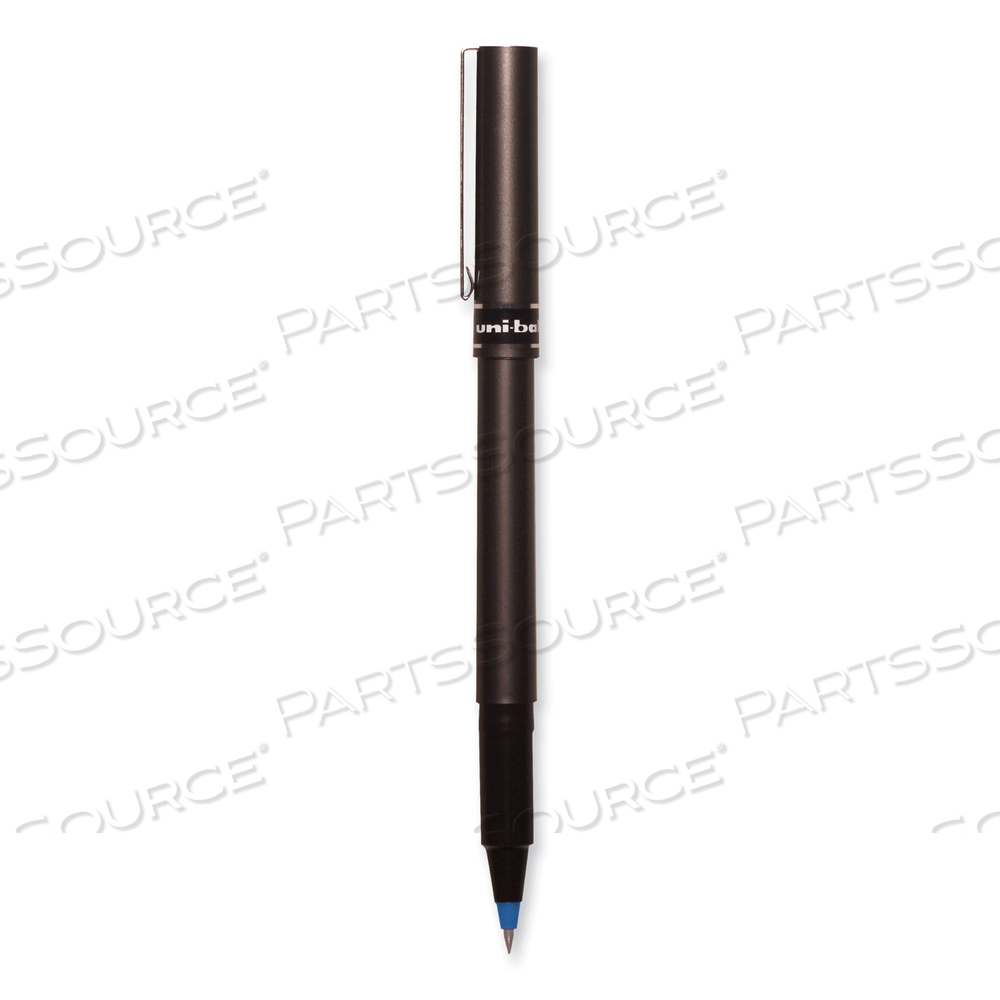 DELUXE ROLLER BALL PEN, STICK, MICRO 0.5 MM, BLUE INK, METALLIC GRAY BARREL by Uni-Ball