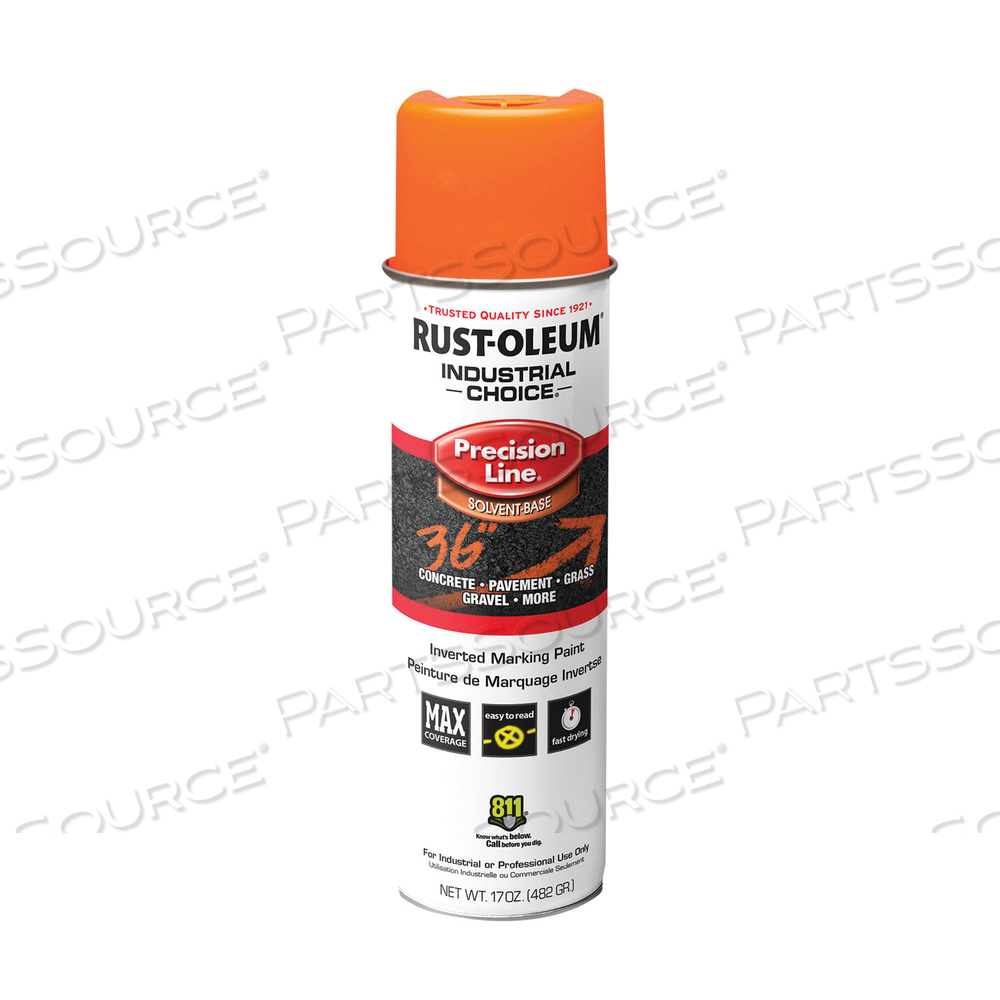 INDUSTRIAL CHOICE M1600 SYSTEM SOLVENT-BASED PRECISION LINE MARKING PAINT, FLAT FLUORESCENT ORANGE, 17 OZ AEROSOL CAN by Rust-Oleum