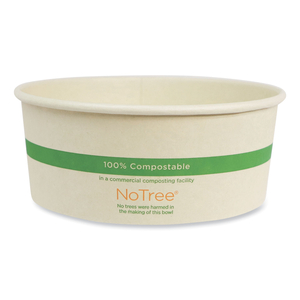 NO TREE WIDE PAPER BOWLS, 24 OZ, 5.9" DIAMETER X 2.4"H, NATURAL, SUGARCANE, 300/CARTON by World Centric