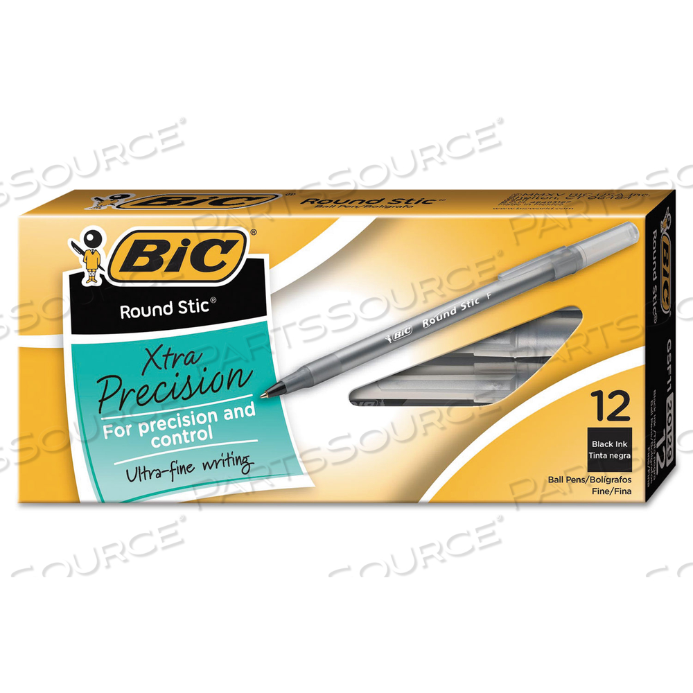 ROUND STIC XTRA PRECISION BALLPOINT PEN, STICK, FINE 0.8 MM, BLACK INK, SMOKE BARREL by BIC ROUND STIC XTRA PRECISION BALLPOINT PEN, STICK, FINE 0.8 MM, BLACK INK, SMOKE BARREL by BIC