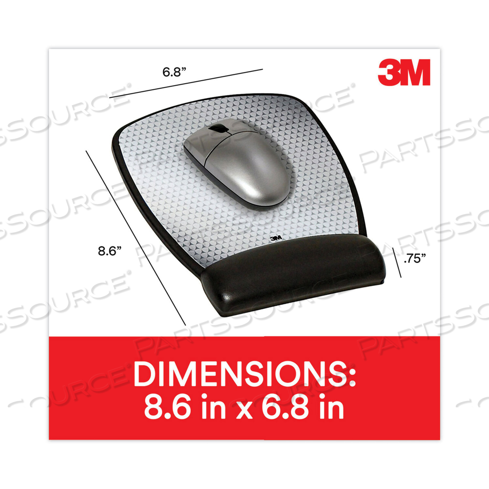 ANTIMICROBIAL GEL COMPACT MOUSE PAD WITH WRIST REST, 8.6 X 6.75, BLACK by 3M Consumer