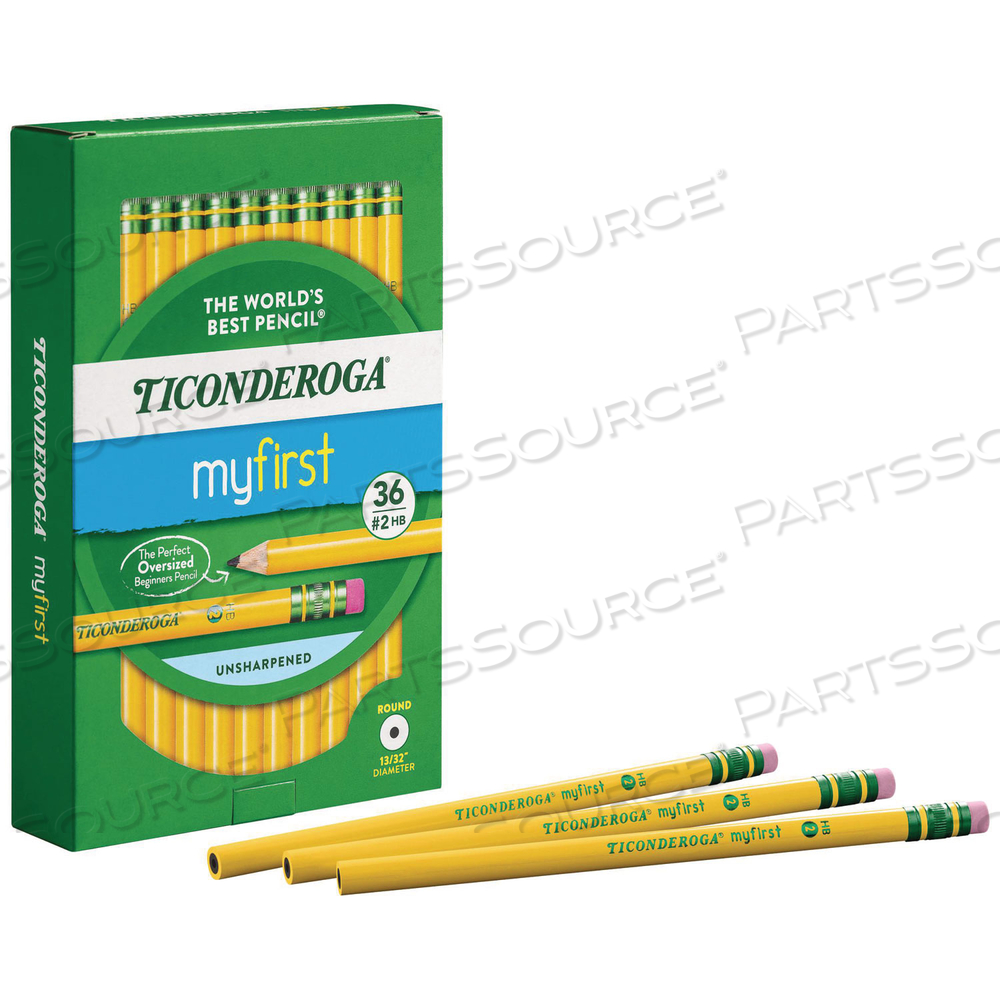 MY FIRST WOODCASE PENCIL WITH ERASER, 3.6 MM, HB (#2), BLACK LEAD, YELLOW BARREL by Dixon Ticonderoga