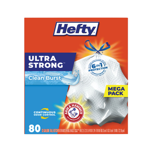 ULTRA STRONG SCENTED TALL WHITE KITCHEN BAGS, 13 GAL, 0.9 MIL, 24.75" X 24.88", WHITE, 80 BAGS/BOX by Hefty