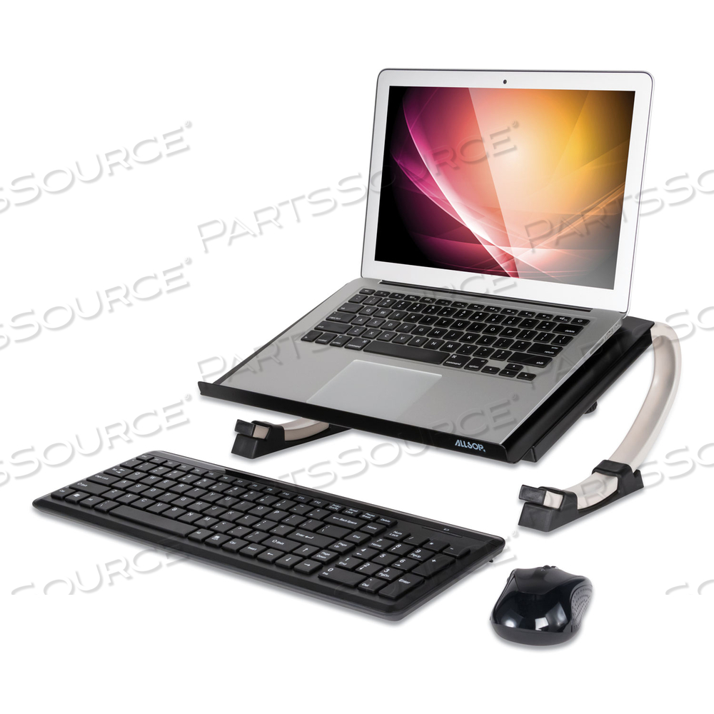 REDMOND ADJUSTABLE CURVE NOTEBOOK STAND, 15" X 11.5" X 6", BLACK/SILVER, SUPPORTS 40 LBS by Allsop