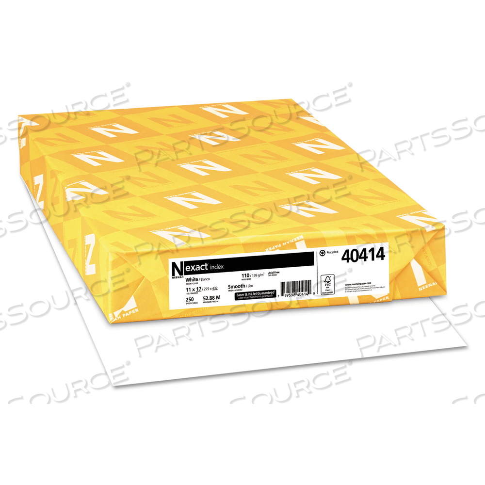 EXACT INDEX CARD STOCK, 92 BRIGHT, 110 LB INDEX WEIGHT, 11 X 17, WHITE by Neenah