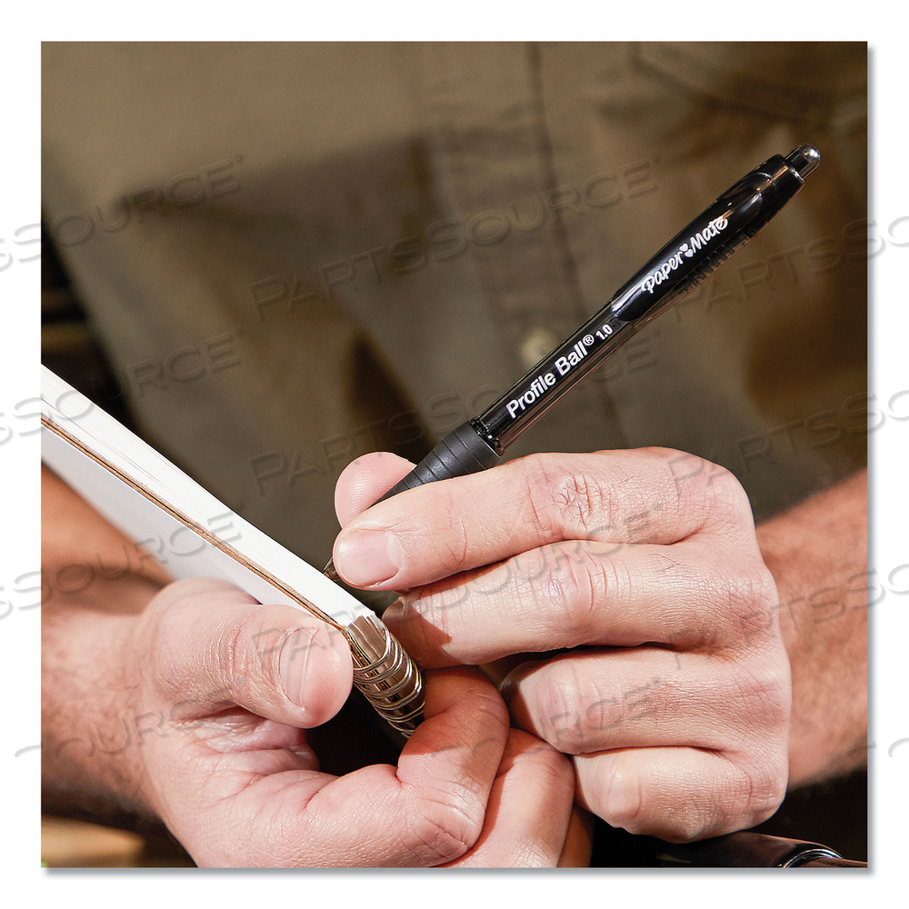 PROFILE BALLPOINT PEN, RETRACTABLE, MEDIUM 1 MM, BLACK INK, TRANSLUCENT BLACK BARREL 