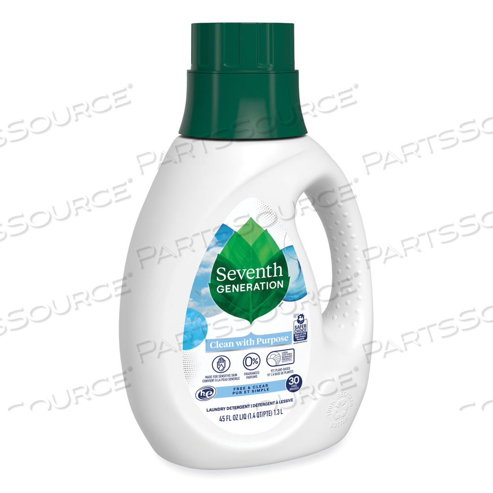 NATURAL LIQUID LAUNDRY DETERGENT, FRAGRANCE FREE, 45 OZ BOTTLE by Seventh Generation