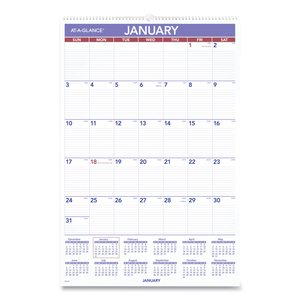 MONTHLY WALL CALENDAR WITH RULED DAILY BLOCKS, 20 X 30, WHITE SHEETS, 12-MONTH (JAN TO DEC): 2023 by At-A-Glance