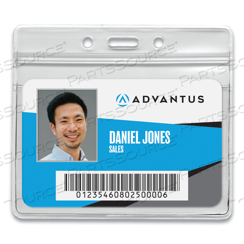 RESEALABLE ID BADGE HOLDERS, HORIZONTAL, FROSTED 4.13" X 3.75" HOLDER, 3.75" X 2.62" INSERT 