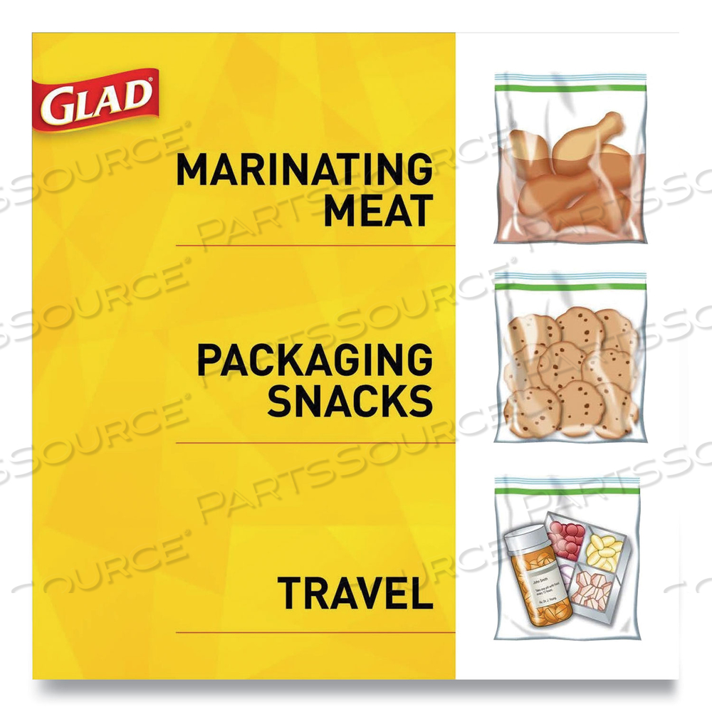 SANDWICH ZIPPER BAGS, 6.63" X 8", CLEAR by Glad