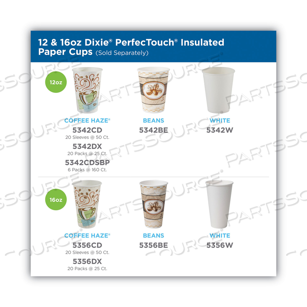 PERFECTOUCH PAPER HOT CUPS AND  LIDS COMBO, 10 OZ, MULTICOLOR, 50 CUPS/LIDS/PACK by Dixie