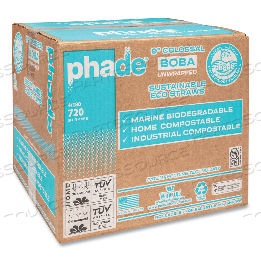 MARINE BIODEGRADABLE STRAWS, BOBA STRAWS, 9", OCEAN BLUE by Phade