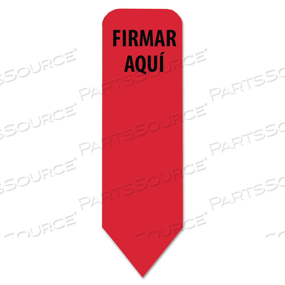 ARROW MESSAGE PAGE FLAGS IN DISPENSER, "FIRMAR AQUI", RED/PACK by Redi-Tag