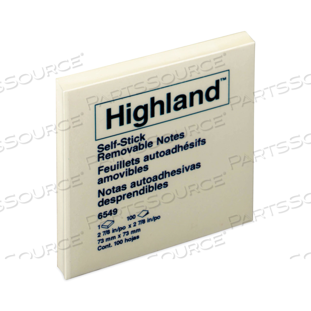 SELF-STICK NOTES, 3" X 3", YELLOW/PAD by Highland
