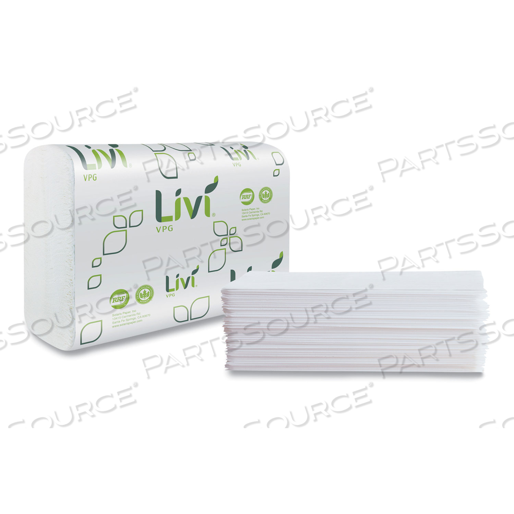 MULTIFOLD TOWEL, 1-PLY, 9.45 X 9.06, WHITE, 250 SHEETS/PACK, 16 PACKS/CARTON by Livi