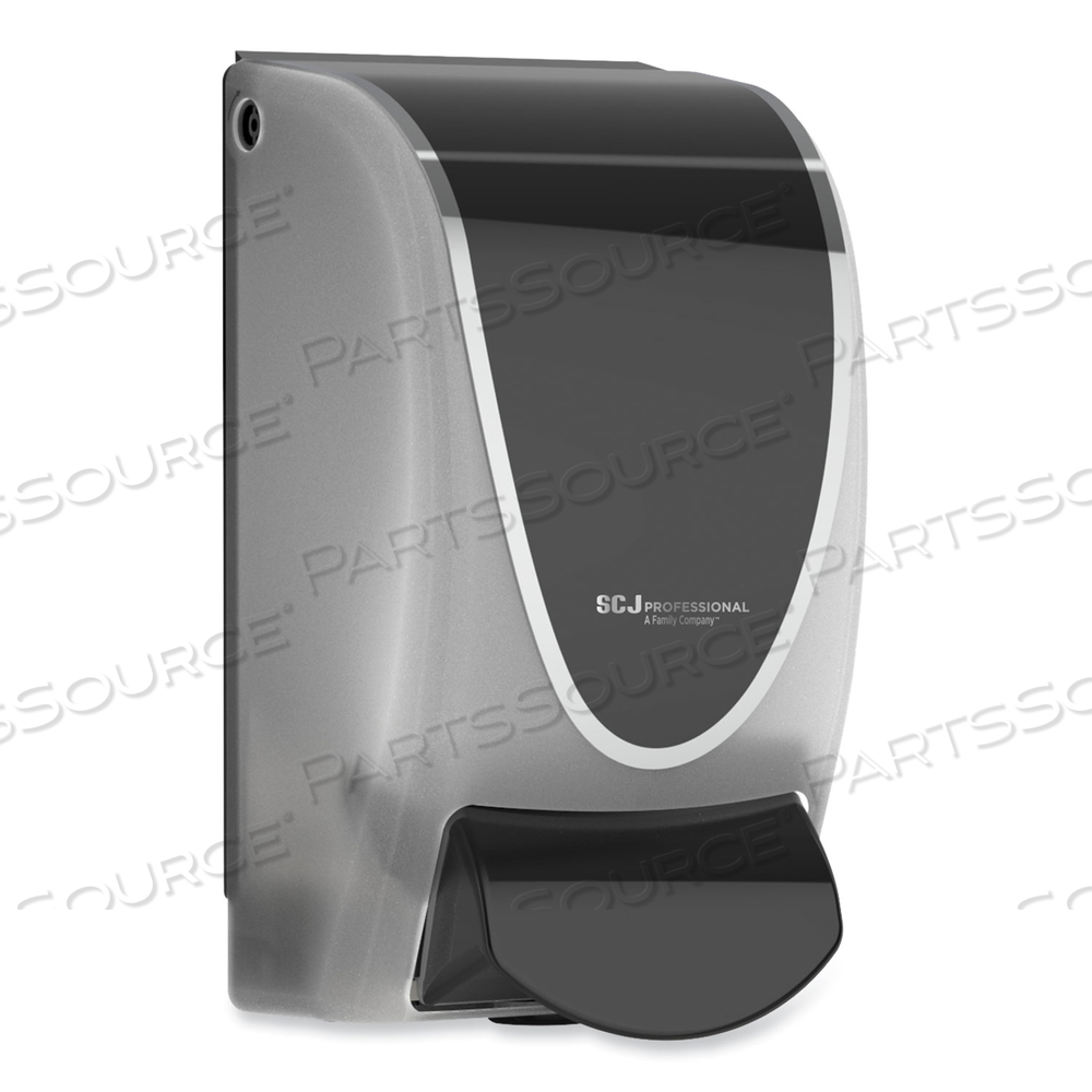 TRANSPARENT MANUAL DISPENSER, 1 L, 4.92 X 4.5 X 9.25, BLACK/CHROME TRANSPARENT MANUAL DISPENSER, 1 L, 4.92 X 4.5 X 9.25, BLACK/CHROME