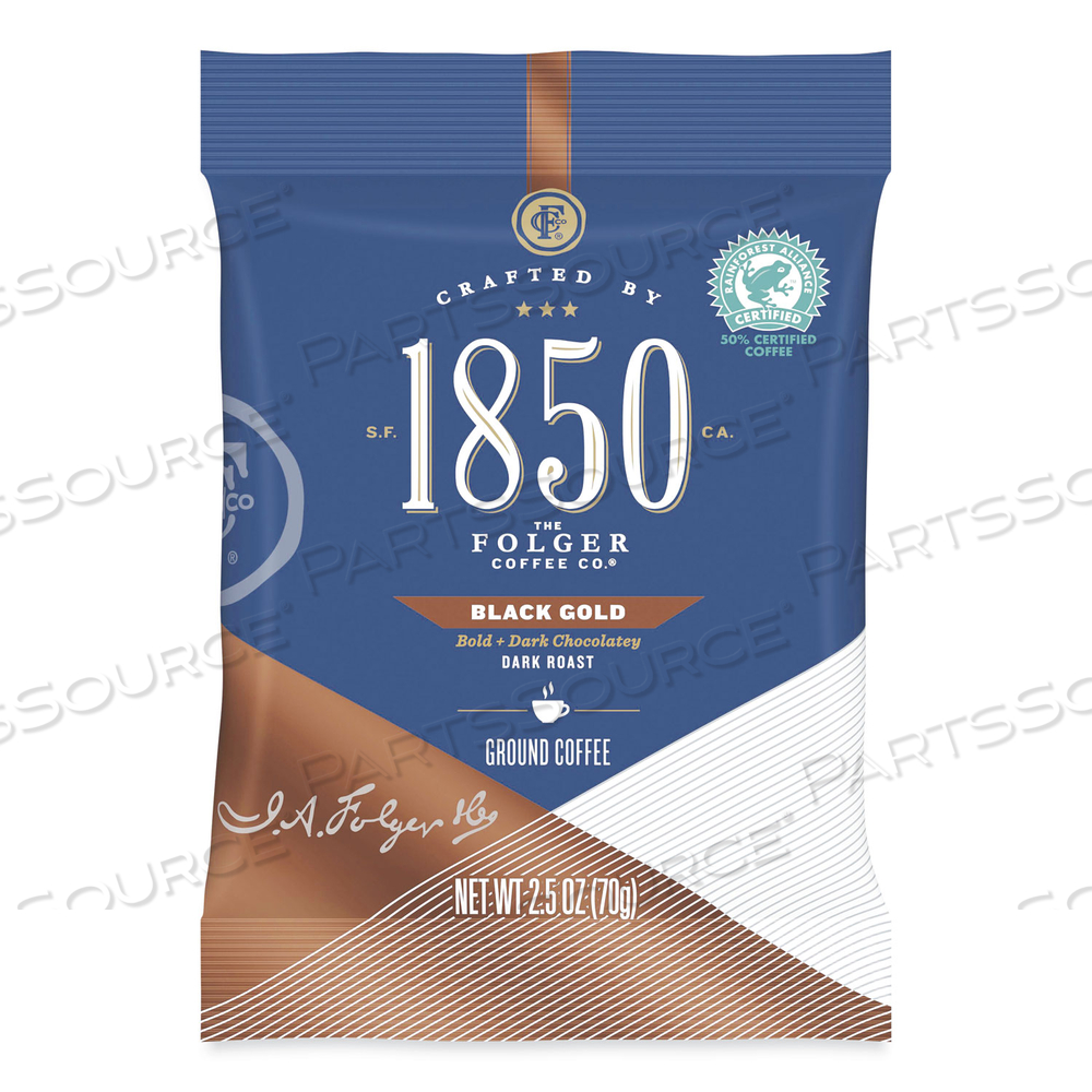 COFFEE FRACTION PACKS, BLACK GOLD, DARK ROAST, 2.5 OZ PACK by 1850