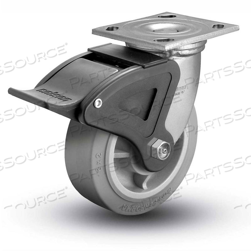 4 SERIES SWIVEL PLATE CASTER RUBBER TOTAL LOCK BRAKE 5" DIA. 500 LB. by Colson 4 SERIES SWIVEL PLATE CASTER RUBBER TOTAL LOCK BRAKE 5" DIA. 500 LB. by Colson