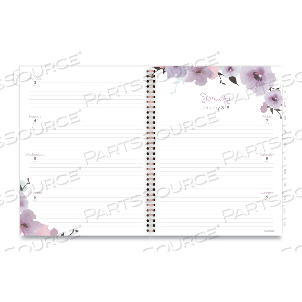 MINA WEEKLY/MONTHLY PLANNER, MAIN FLORAL ARTWORK, 11 X 8.5, WHITE/VIOLET/PEACH COVER, 12-MONTH (JAN TO DEC): 2023 by Cambridge