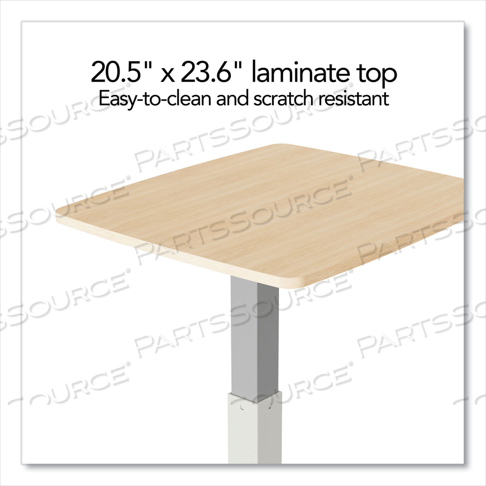 ESSENTIALS SIT-STAND SINGLE-COLUMN MOBILE WORKSTATION, 23.6" X 20.5" X 29.6" TO 44.2", NATURAL WOOD/LIGHT GRAY by Union & Scale ESSENTIALS SIT-STAND SINGLE-COLUMN MOBILE WORKSTATION, 23.6" X 20.5" X 29.6" TO 44.2", NATURAL WOOD/LIGHT GRAY by Union & Scale