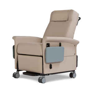 POWER RECLINER CHAIR, MEDICAL TRANSPORT, NATURAL, VINYL, 24-1/2IN (BACK FROM FLOOR), 27-1/2IN (FRONT) ARM HEIGHT, POWDER COATED STEEL FRAME  by McKesson