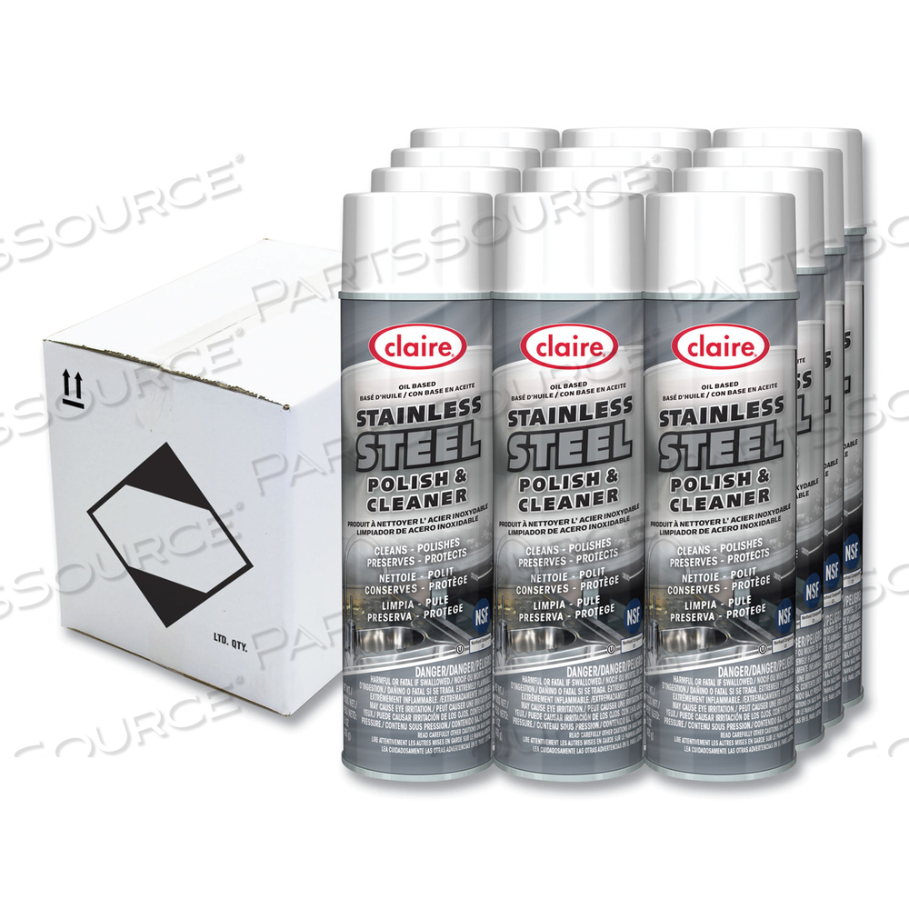 STAINLESS STEEL POLISH AND CLEANER, LEMON SCENT, 15 OZ AEROSOL SPRAY 