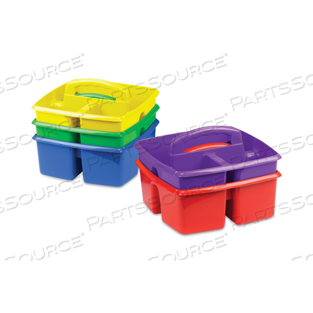 SMALL ART CADDIES, 3 SECTIONS, 9.25" X 9.25" X 5.25", ASSORTED COLORS, 5/PACK SMALL ART CADDIES, 3 SECTIONS, 9.25" X 9.25" X 5.25", ASSORTED COLORS, 5/PACK