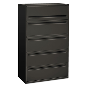 BRIGADE 700 SERIES LATERAL FILE, 4 LEGAL/LETTER-SIZE FILE DRAWERS, 1 FILE SHELF, 1 POST SHELF, CHARCOAL, 42" X 18" X 64.25" by HON