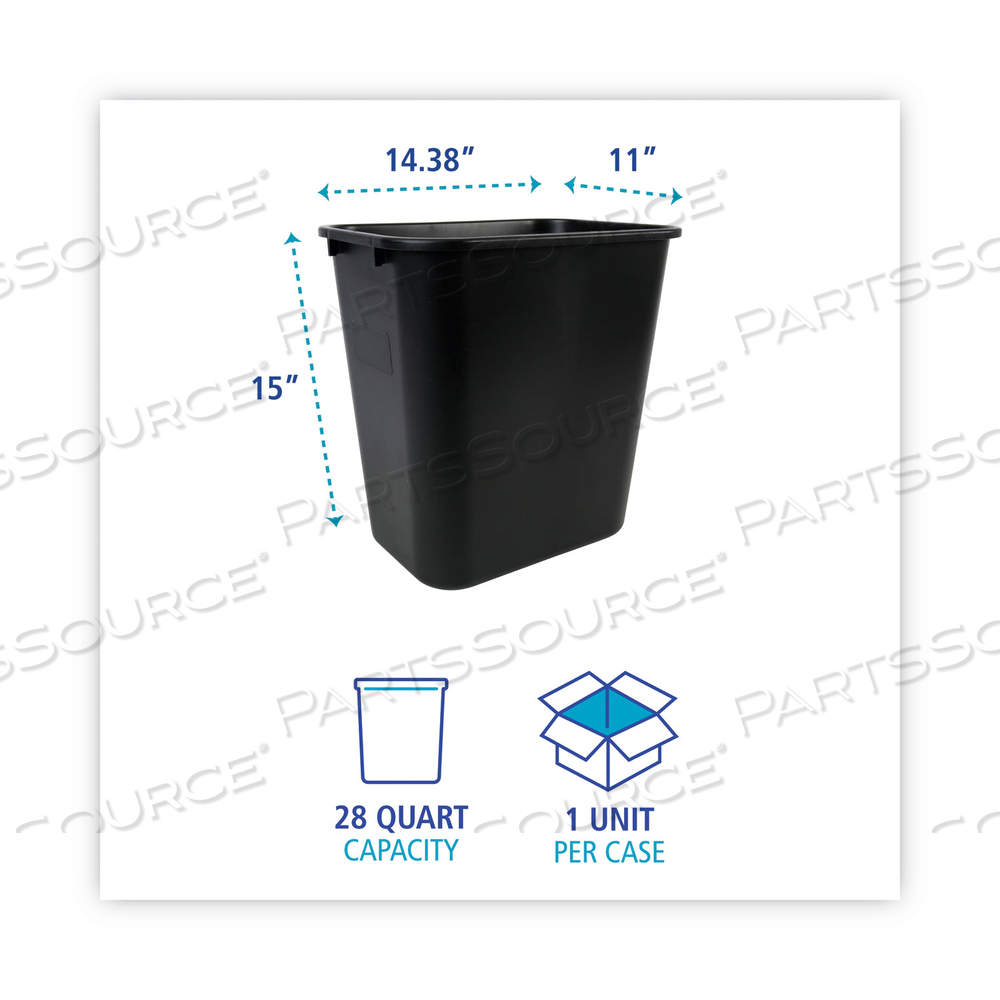 SOFT-SIDED WASTEBASKET, 28 QT, PLASTIC, BLACK by Boardwalk