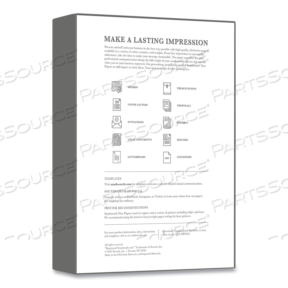 PARCHMENT SPECIALTY PAPER, 24 LB BOND WEIGHT, 8.5 X 11, IVORY, 500/REAM by SOUTHWORTH PRODUCTS CORP