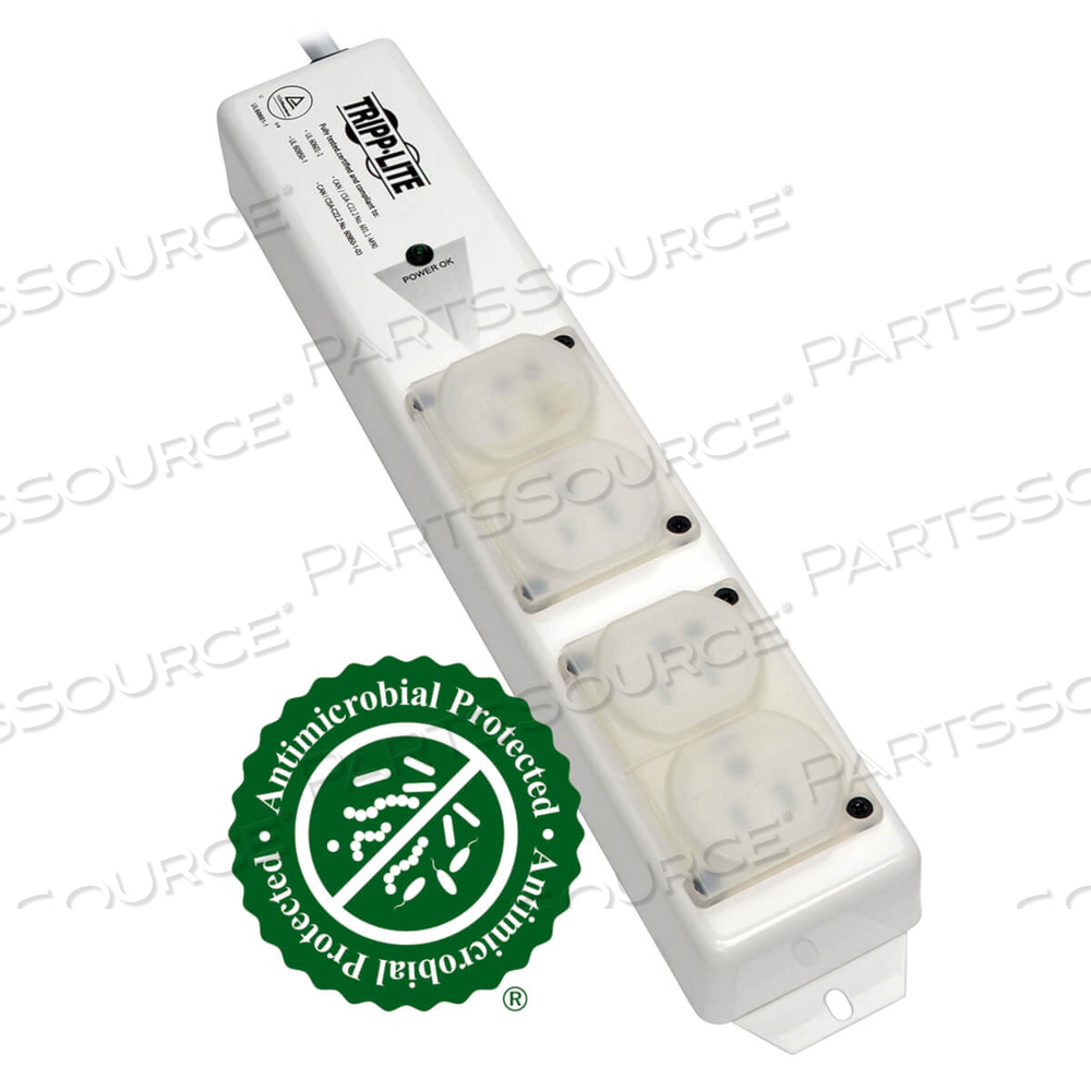 SAFE-IT UL 60601-1 MEDICAL-GRADE POWER STRIP - 4 OUTLETS, 15 A by Tripp Lite SAFE-IT UL 60601-1 MEDICAL-GRADE POWER STRIP - 4 OUTLETS, 15 A by Tripp Lite