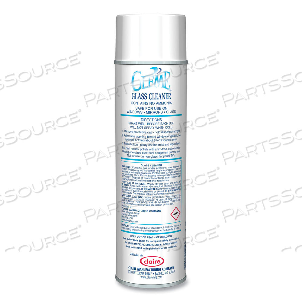 GLEME GLASS CLEANER, FRESH SCENT, 19 OZ AEROSOL SPRAY by Claire