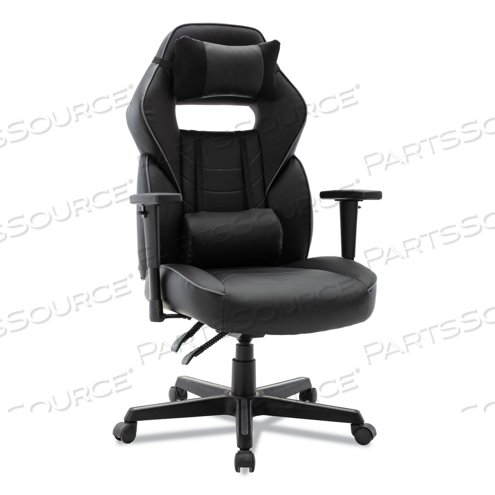 RACING STYLE ERGONOMIC GAMING CHAIR, SUPPORTS 275 LB, 15.91" TO 19.8" SEAT HEIGHT, BLACK/GRAY TRIM SEAT/BACK, BLACK/GRAY BASE by Alera RACING STYLE ERGONOMIC GAMING CHAIR, SUPPORTS 275 LB, 15.91" TO 19.8" SEAT HEIGHT, BLACK/GRAY TRIM SEAT/BACK, BLACK/GRAY BASE by Alera