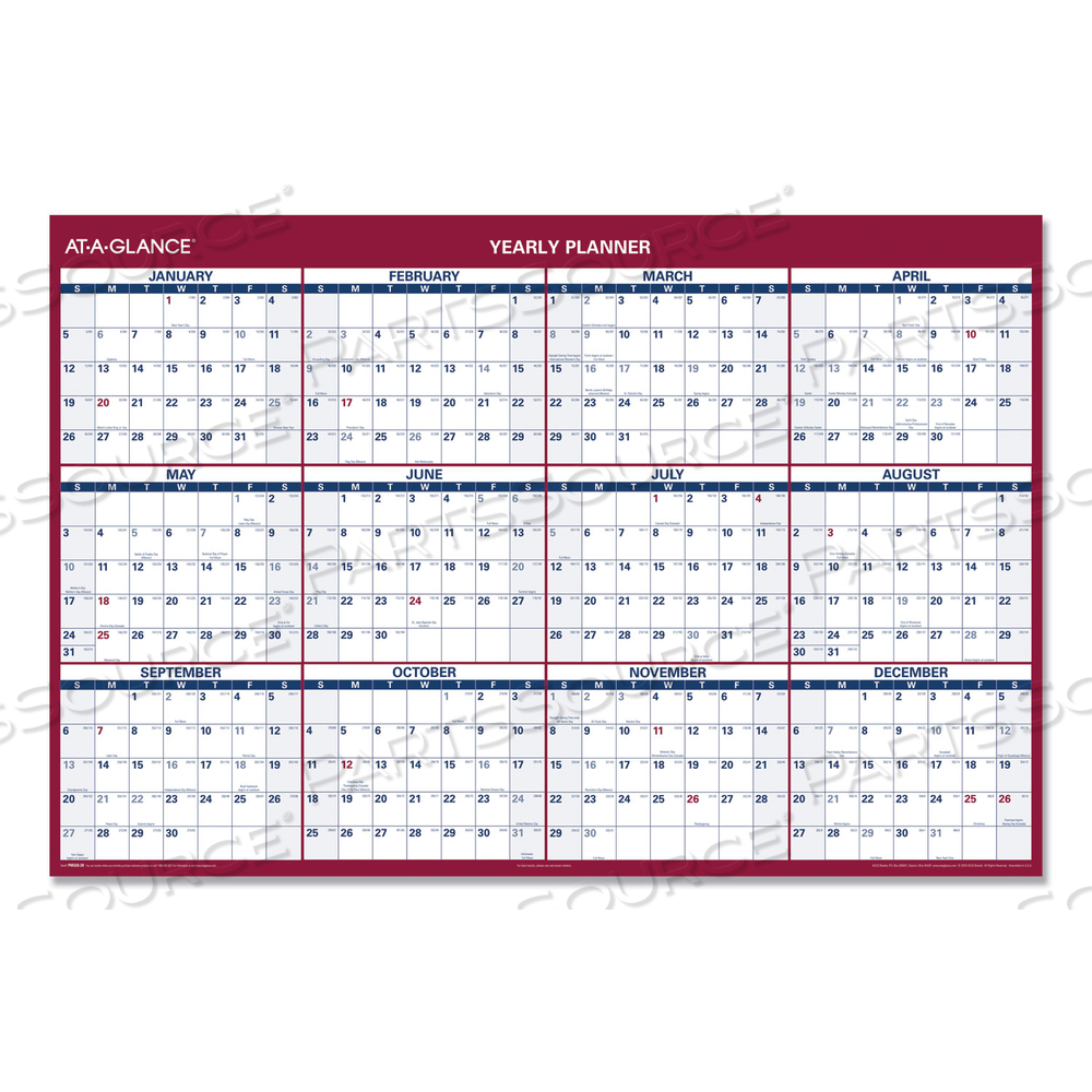 ERASABLE VERTICAL/HORIZONTAL WALL PLANNER, 32 X 48, WHITE/BLUE/RED SHEETS, 12-MONTH (JAN TO DEC): 2023 by At-A-Glance ERASABLE VERTICAL/HORIZONTAL WALL PLANNER, 32 X 48, WHITE/BLUE/RED SHEETS, 12-MONTH (JAN TO DEC): 2023 by At-A-Glance