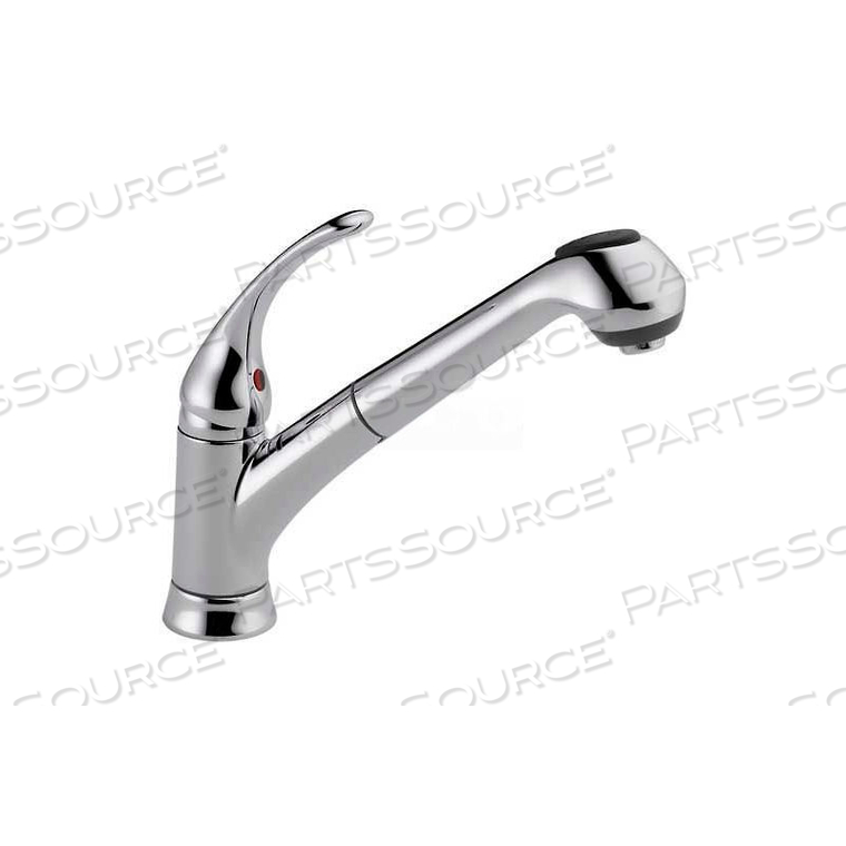 FOUNDATIONS SINGLE HANDLE PULL-OUT KITCHEN FAUCET, CHROME by Delta