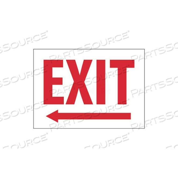 NMC FIRE SIGN, EXIT WITH LEFT ARROW, 10" X 14", WHITE/RED by National Marker Company