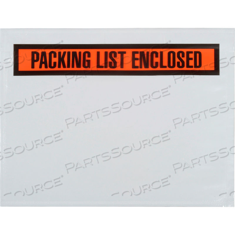 PACKING LIST ENVELOPES - "PACKING LIST ENCLOSED" 7" X 5-1/2" PANEL FACE, ORANGE - 1000/CASE by Laddawn Products Co