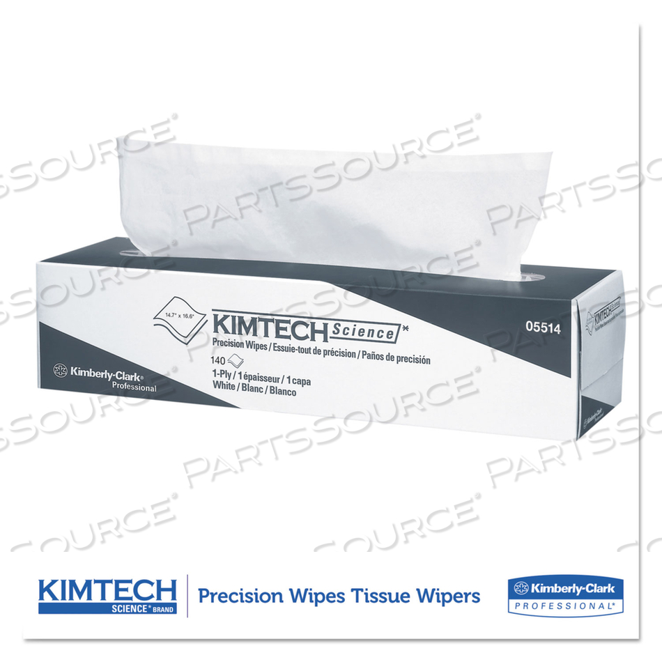 PRECISION WIPER, POP-UP BOX, 1-PLY, 14.7 X 16.6 WHITE by Kimtech