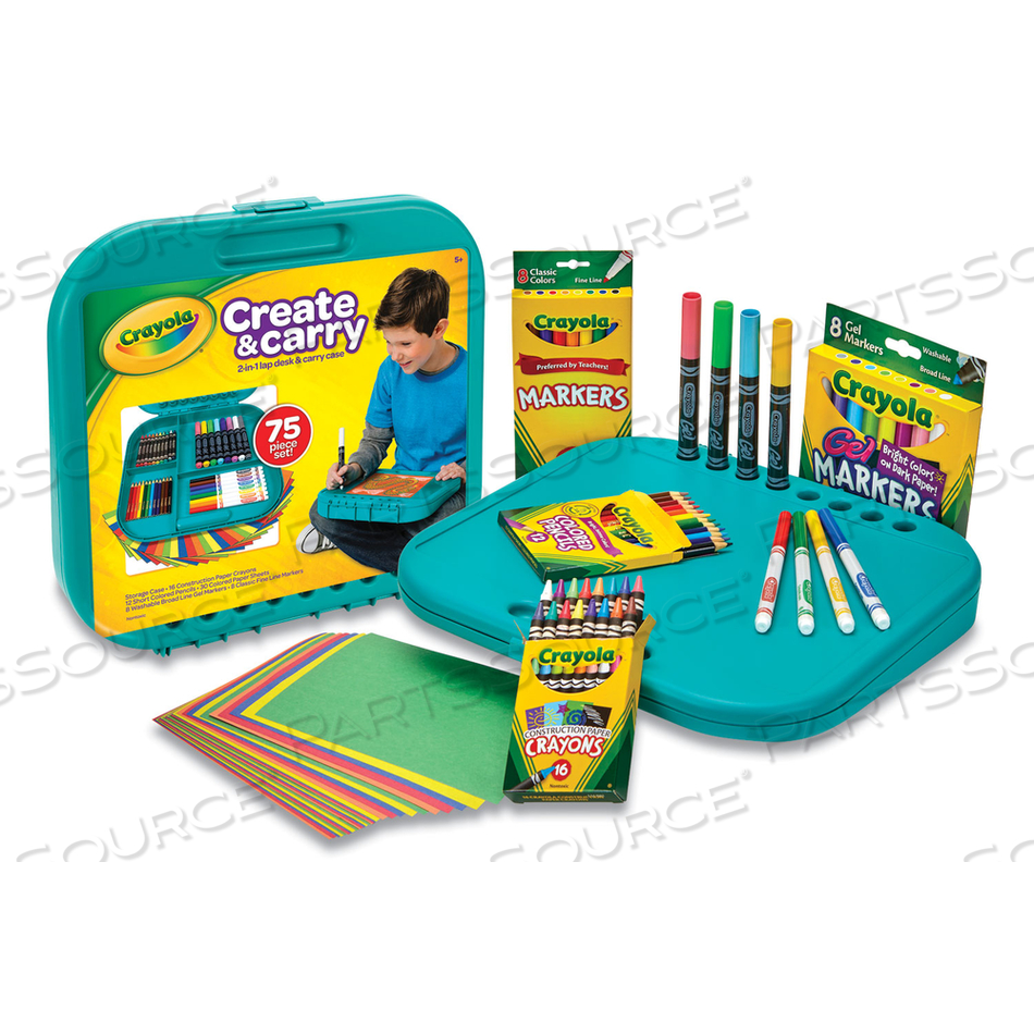 CREATE N' CARRY CASE, COMBO ART STORAGE CASE AND LAP DESK, 75 PIECES by Crayola