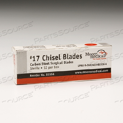 CHISEL BLADE NUMBER 17 0.40 MM HIGH CARBON-STEEL STERILE 37 MM LENGTH (12 PER BOX) by McKesson